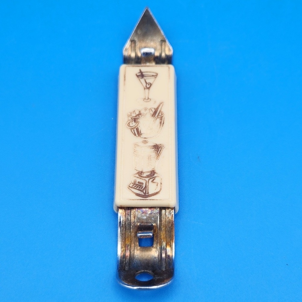 Vintage Bottle Opener Church Key Bisque and Brown Magnetic